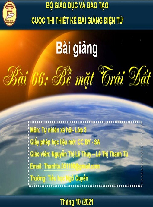 Bài Giảng E-Learning – Bề Mặt Trái Đất (Lớp 3) Môn Học Tự Nhiên Và Xã Hội