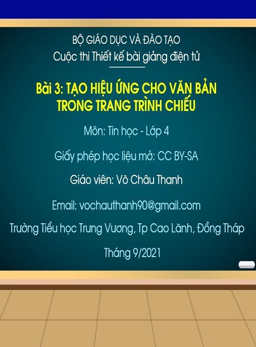 Bài Giảng E-Learning – Tạo Hiệu Ứng Cho Văn Bản Trong Trang Trình Chiếu – Môn Tin Học (Lớp 4)