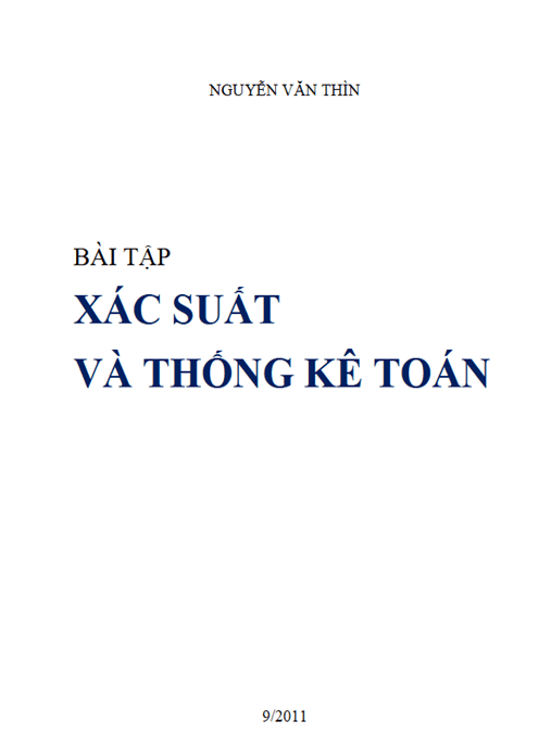 Bài Tập Xác Suất Và Thống Kê Toán – Tài Liệu Học Tập Học Liệu Điện Tử PDF