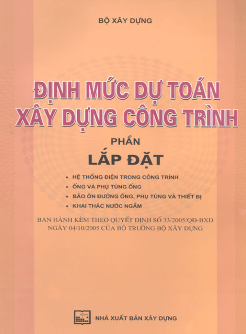 Định Mức Dự Toán Xây Dựng Công Trình – Phần Lắp Đặt – Tài Liệu Học Tập Học Liệu Điện Tử PDF
