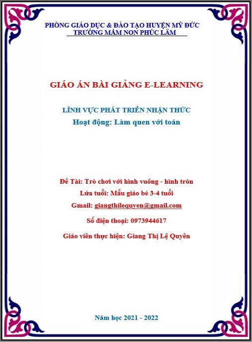 Bài Giảng E-Learning – Trò Chơi Với Hình Vuông – Hình Tròn