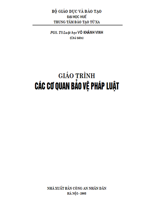 Giáo Trình Các Cơ Quan Bảo Vệ Pháp Luật – Tài Liệu Học Tập Học Liệu Điện Tử PDF