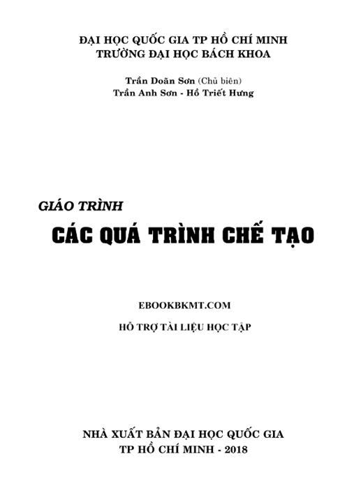 Giáo Trình Các Quá Trình Chế Tạo – Tài Liệu Học Tập Học Liệu Điện Tử PDF
