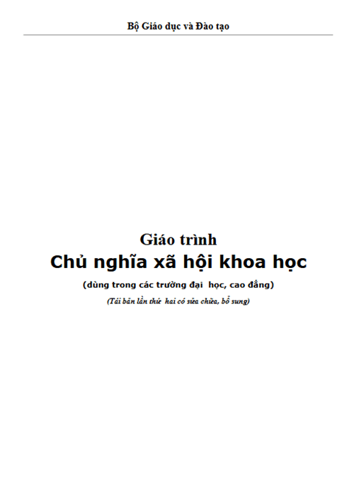 Giáo Trình Chủ Nghĩa Xã Hội Khoa Học – Tài Liệu Học Tập Ebooks PDF