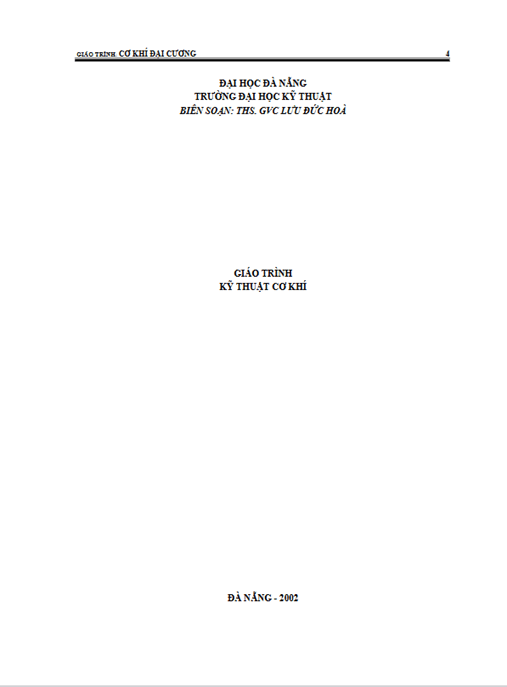 Giáo Trình Cơ Khí Đại Cương – Tài Liệu Học Tập Ebooks PDF