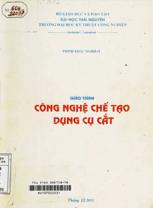 Giáo Trình Công Nghệ Chế Tạo Dụng Cụ Cắt – Tài Liệu Học Tập Ebooks PDF