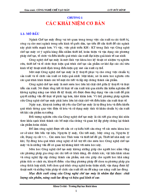 Giáo Trình Công Nghệ Chế Tạo Máy – Tài Liệu Học Tập Ebooks PDF