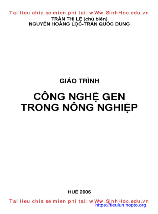 Giáo Trình Công Nghệ Gen Trong Công Nghiệp – Tài Liệu Học Tập Ebooks PDF