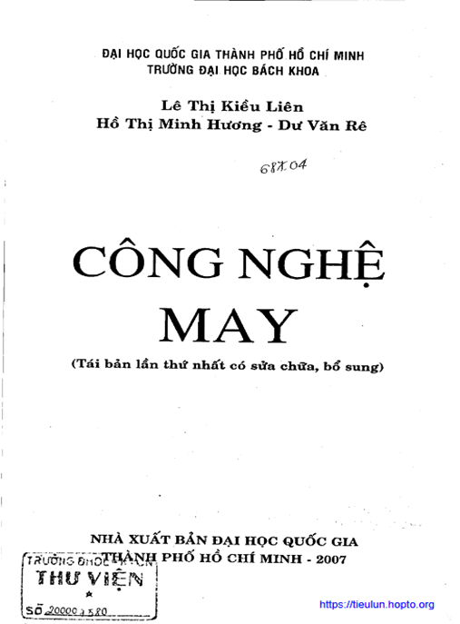 Giáo Trình Công Nghệ May – Tài Liệu Học Tập Ebooks PDF