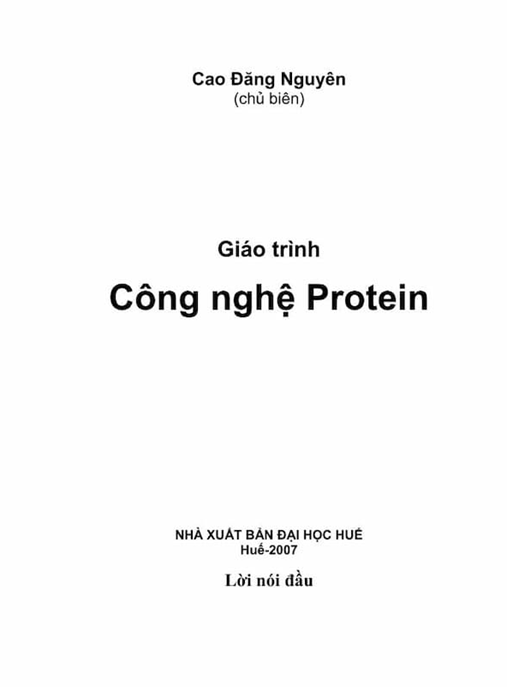 Giáo Trình Công Nghệ Protein – Tài Liệu Học Tập Ebooks PDF