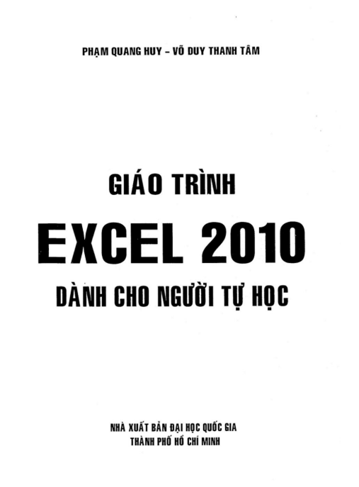 Tài Liệu Số Giáo Trình Excel 2010 Dành Cho Người Tự Học