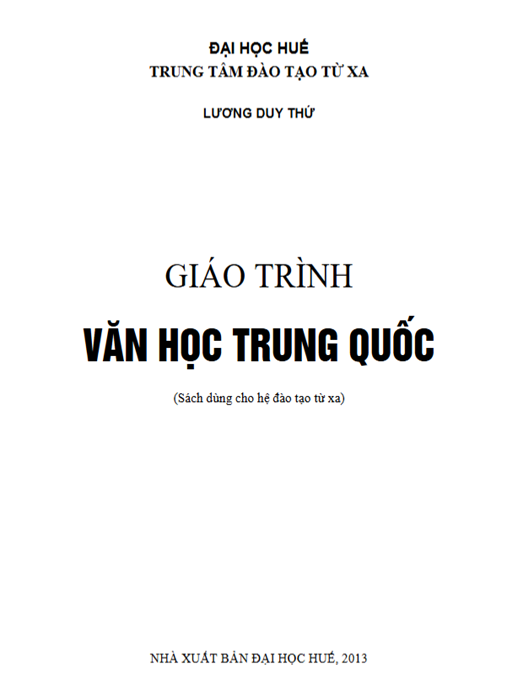Tài Liệu Số Giáo Trình Văn Học Trung Quốc