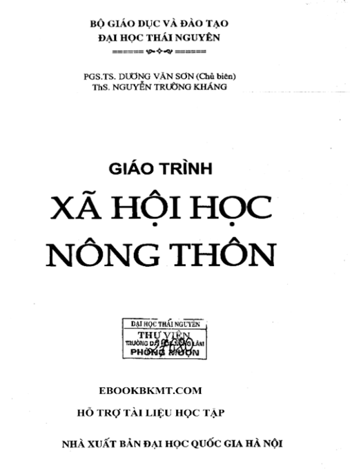 Tài Liệu Số Giáo Trình Xã Hội Học Nông Thôn